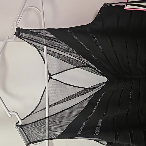 Eliza J NWT Black & Sheer Tiered Sheath Dress - Picture 2 of 6